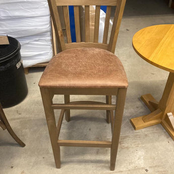 WAREHOUSE CLEARANCE: Ohio Bar Chair In Weathered oak in Bison Tan suedette