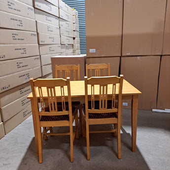 WAREHOUSE CLEARANCE: 1960 Dining In soft oak Upholstered in red diamond with rectangle table set