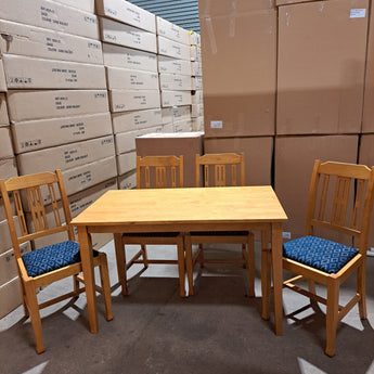 WAREHOUSE CLEARANCE:1960 Dining In soft oak Upholstered in red diamond with rectangle table set