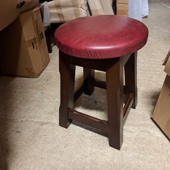 WAREHOUSE CLEARANCE: Low Button Stool Upholstered in Bison Vinyl Bordeaux