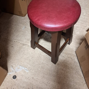 WAREHOUSE CLEARANCE: Low Button Stool Upholstered in Bison Vinyl Bordeaux