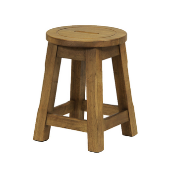 Button Low Bar Stool with wooden seat