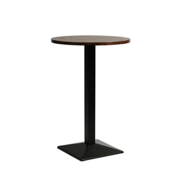 Milan Round Poseur Table with Solid Wood Top