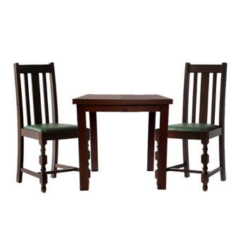 Chunky Square Dining Table with a pair of Traditional High Back Dining Chairs