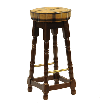 Traditional High Bar Stool with Button and Piping