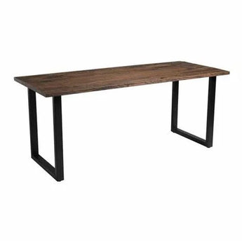 Industrial Loop Metal Based Table with Solid Wood Top