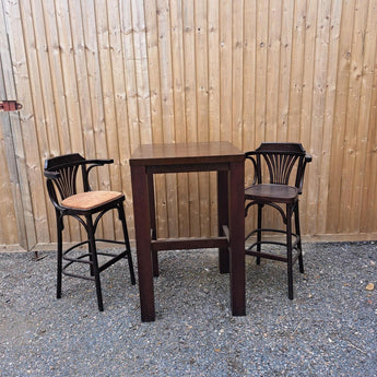 WAREHOUSE CLEARANCE: Bentwood Bar Chair and Square Poseur Table in Dark Walnut Bundle