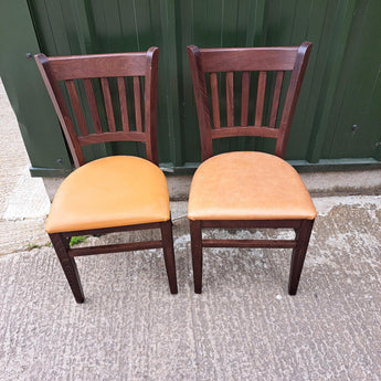 WAREHOUSE CLEARANCE: Ohio Dining Chair in Dark Walnut Upholstered in Saddle Beeswax and Tan