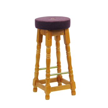 Traditional High Bar Stool with Button