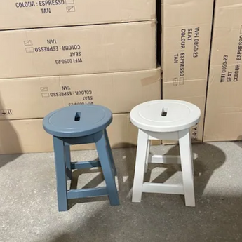 WAREHOUSE CLEARANCE: Button Low Stool In Grey and cream