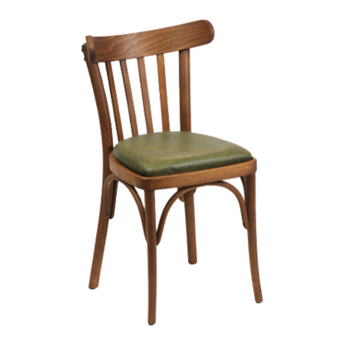 Bentwood Slatted Back Dining Chair with Padded Seat