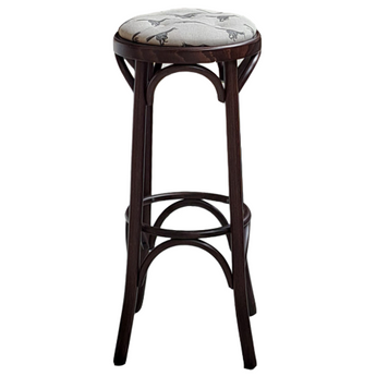 Bentwood Bar Stool With Padded Buttoned Seat Pad