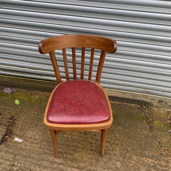 WAREHOUSE CLEARANCE: Slat Back Bentwood Dining Chair In Bison Bordeaux