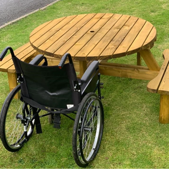 Wheelchair Accessible Round Picnic Bench/Table 7 Seater